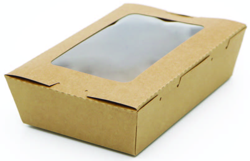Krabička s oknom 1200ml, 198x138x50mm, kraft hnedá